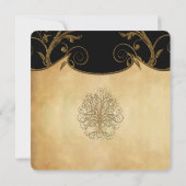 Gold Swirl Tree Gold en Black Metallic Wedding Kaart (Achterkant)