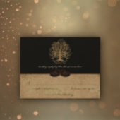 Gold Swirl Tree Gold en Black Metallic Wedding RSV RSVP Kaartje