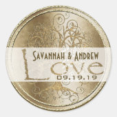 Gold Swirl Tree Gold Wedding Seal Ronde Sticker (Voorkant)