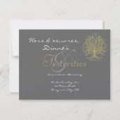 Gold Swirl Tree op Gray Wedding Reception Kaart (Achterkant)