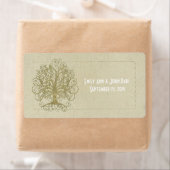 Gold Swirl Tree op Stippen met houten korrels Etiket (Insitu)