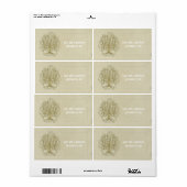 Gold Swirl Tree op Stippen met houten korrels Etiket (Full Sheet)