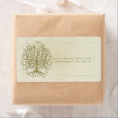 Gold Swirl Tree op Stone met sterren Save the Date Etiket (Insitu)