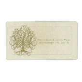 Gold Swirl Tree op Stone met sterren Save the Date Etiket (Voorkant)