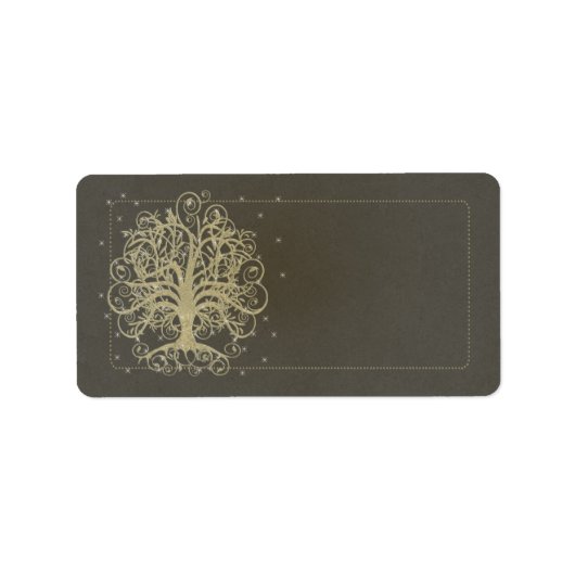 Gold Swirl Tree op zwart met label voor sterretjes (Voorkant)