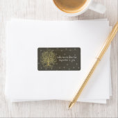 Gold Swirl Tree op zwart met sterren Save the Date Etiket (Insitu)