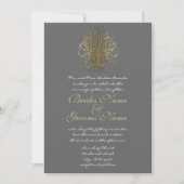 Gold Swirl Tree Roots of Love Wedding Invitation 2 Kaart (Voorkant)