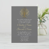 Gold Swirl Tree Roots of Love Wedding Invitation 2 Kaart (Staand voorkant)