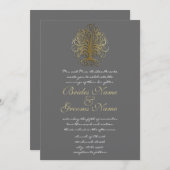 Gold Swirl Tree Roots of Love Wedding Invitation 2 Kaart (Voorkant / Achterkant)