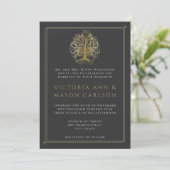 Gold Swirl Tree Roots of Love Wedding Invitation 2 Kaart (Staand voorkant)