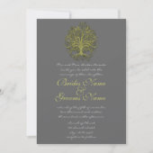 Gold Swirl Tree Roots of Love Wedding Invitation Kaart (Voorkant)