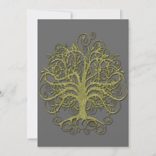Gold Swirl Tree Roots of Love Wedding Invitation Kaart (Achterkant)