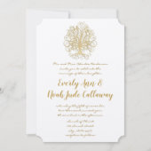 Gold Swirl Tree Roots of Love Wedding Invitation Kaart (Voorkant)