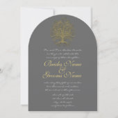 Gold Swirl Tree Roots of Love Wedding Invite #3 Kaart (Voorkant)