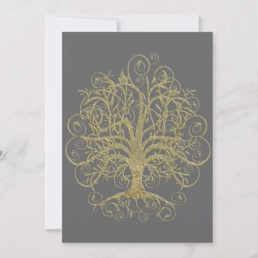 Gold Swirl Tree Roots of Love Wedding Invite #4 Kaart (Achterkant)