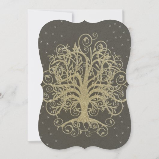 Gold Swirl Tree Roots of Love Wedding Invite #4 Kaart (Achterkant)