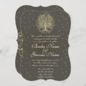 Gold Swirl Tree Roots of Love Wedding Invite #4 Kaart (Voorkant / Achterkant)