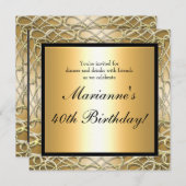 Gold Swirl Verjaardag Jubileum Uitnodiging (Voorkant / Achterkant)