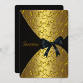 Gold Swirl verjaardagsfeestje Kaart (Voorkant / Achterkant)