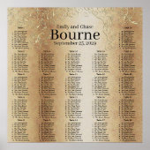 Gold Swirl Wedding Seating Chart Poster (Voorkant)