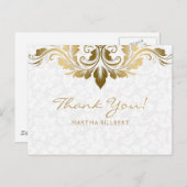 Gold Swirl & White Damkers Hartelijk dank Briefkaart (Voorkant / Achterkant)