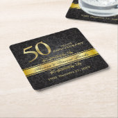Gold Swirls Black Damask 50 Wedding Jubileum Kartonnen Onderzetters (Schuin)