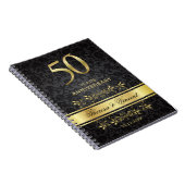 Gold Swirls Black Damask 50 Wedding Jubileum Notitieboek (Rechterzijde)