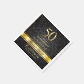 Gold Swirls Black Damask 50 Wedding Jubileum Servet (Hoek)