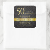 Gold Swirls Black Damask 50 Wedding Jubileum Vierkante Sticker (Tas)