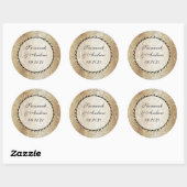 Gold Swirls Black Font Weddensticker Ronde Sticker (Vel)