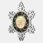 Gold Swirls Diamond 50th Wedding Jubileum Tin Sneeuwvlok Ornament (Rechts)