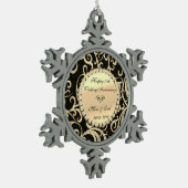 Gold Swirls Diamonds 10th Wedding Jubileum Tin Sneeuwvlok Ornament (Links)