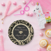 Gold Swirls Diamonds 50th Wedding Anniversar Papieren Bordje (Feest)