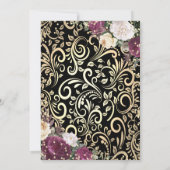 Gold Swirls Diamonds Burgundy Flowers Afstuderen Kaart (Achterkant)