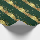 Gold Swirls en Donkergroen Cadeaupapier (Hoek)