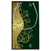 Gold Swirls en Donkergroen Klein Cadeauzakje (Achterkant)