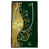 Gold Swirls en Donkergroen Klein Cadeauzakje (Voorkant)