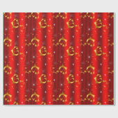 Gold Swirls en sterren Red Kerstmis Cadeaupapier (Vlak)