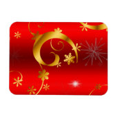 Gold Swirls en sterren Red Kerstmis Magneet (Horizontaal)