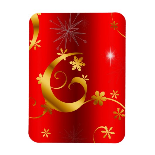 Gold Swirls en sterren Red Kerstmis Magneet (Verticaal)