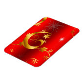 Gold Swirls en sterren Red Kerstmis Magneet (Linkerzijde)