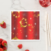 Gold Swirls en sterren Red Kerstmis Servet (Insitu)