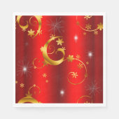 Gold Swirls en sterren Red Kerstmis Servet (Voorkant)