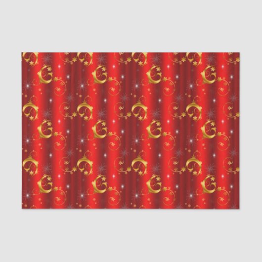 Gold Swirls en sterren Red Kerstmis Tissuepapier (Voorkant)