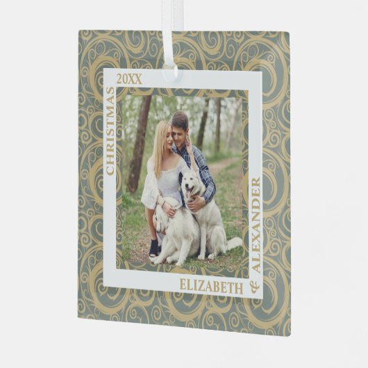 Gold Swirls-foto Glas Ornament (Voorkant links)