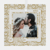 Gold Swirls-foto Glas Ornament (Achterkant)