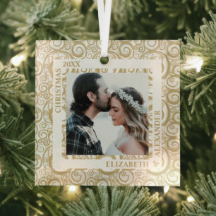 Gold Swirls-foto Glas Ornament