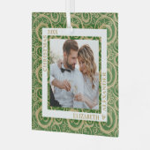 Gold Swirls Foto Green Glas Ornament (Voorkant links)