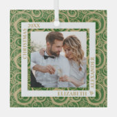 Gold Swirls Foto Green Glas Ornament (Voorkant)