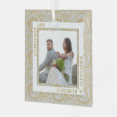 Gold Swirls Foto grijs Glas Ornament (Voorkant links)